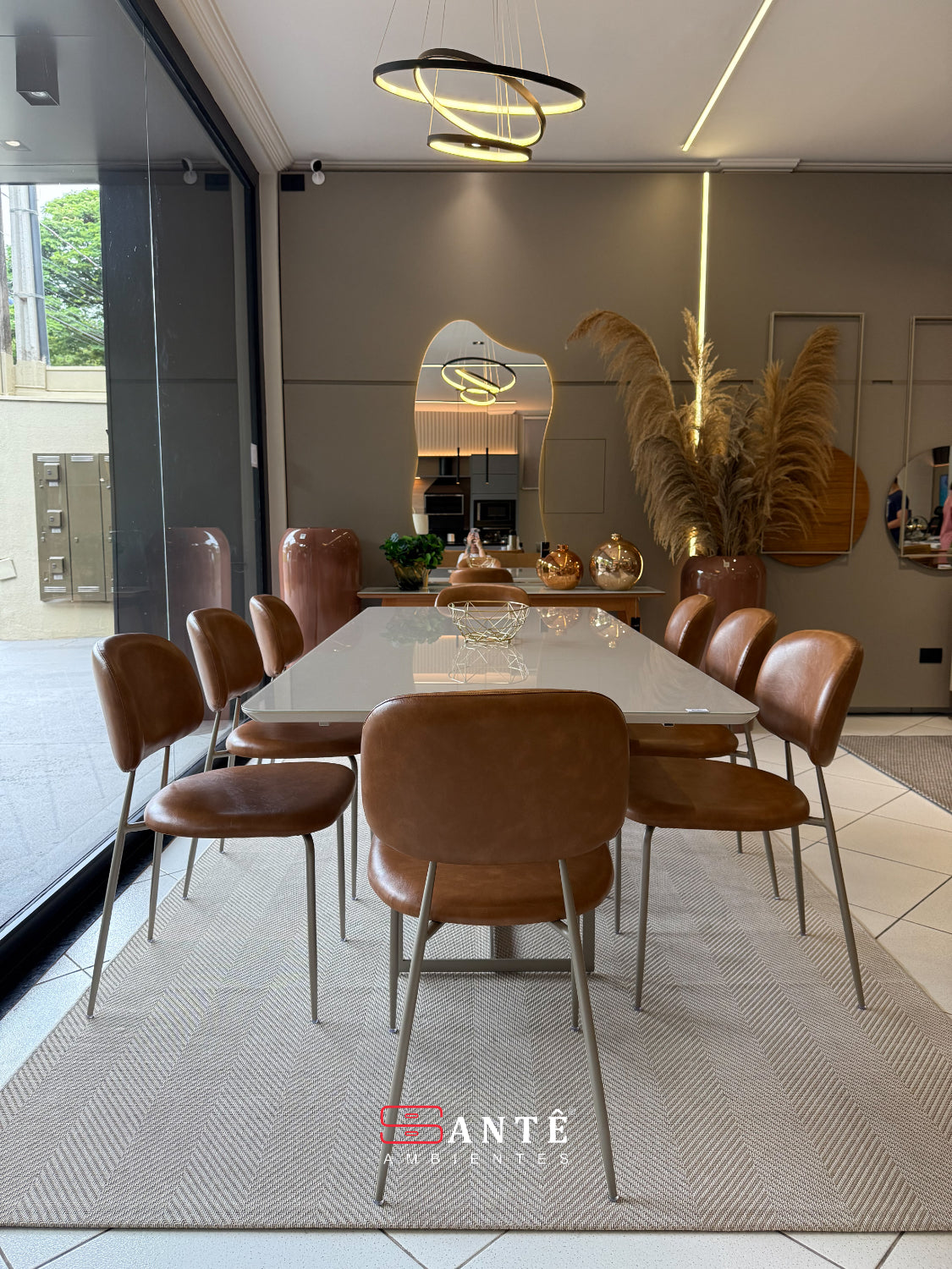 Mesa Am Milao 200X100 Mdf Aço Mobilia Santê Ambientes