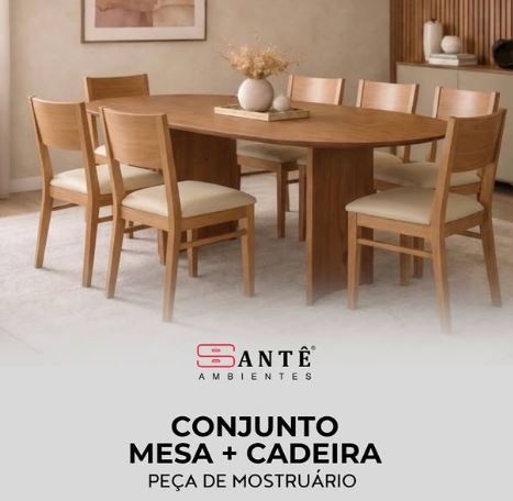 Jogo mesa Cecilia 218X110 + 6 cadeiras Erika